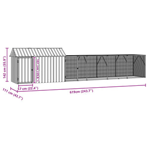 Gabbia per uccelli Antracite 619 x 111 x 142 cm Acciaio zincato 3325149