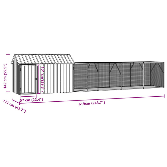 Gabbia per uccelli Antracite 619 x 111 x 142 cm Acciaio zincato 3325149
