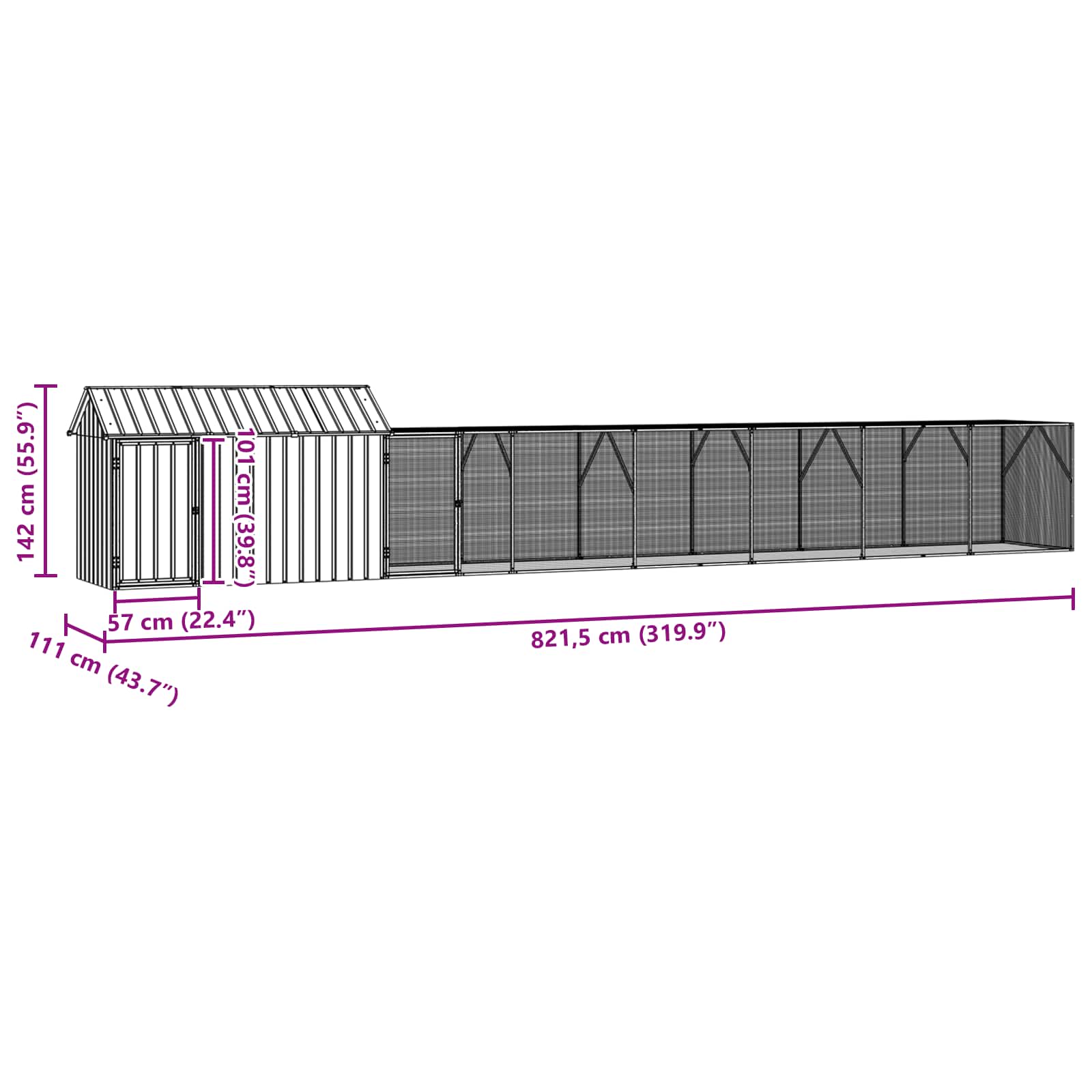 Gabbia per uccelli Antracite 821.5 x 111 x 142 cm 3325150