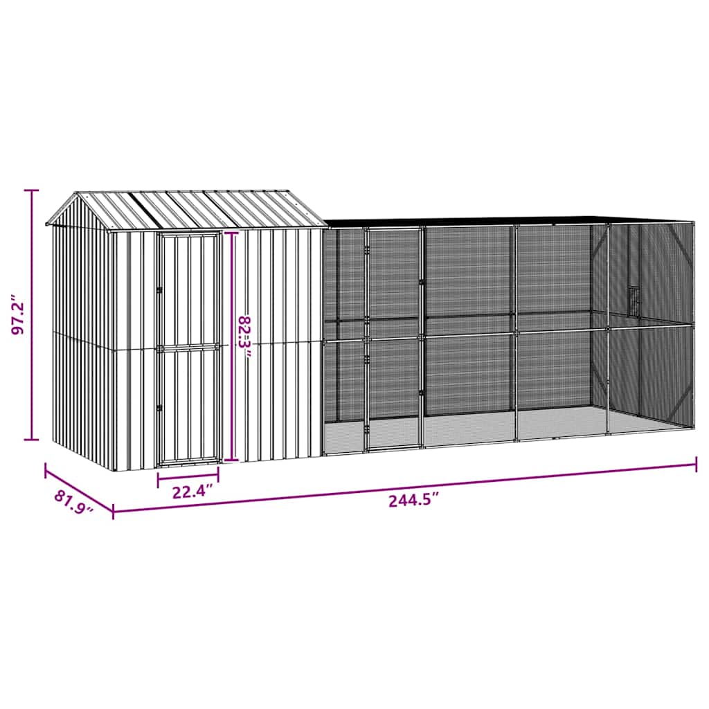Gabbia per uccelli Antracite 621 x 208 x 247 cm Acciaio zincato 3325157
