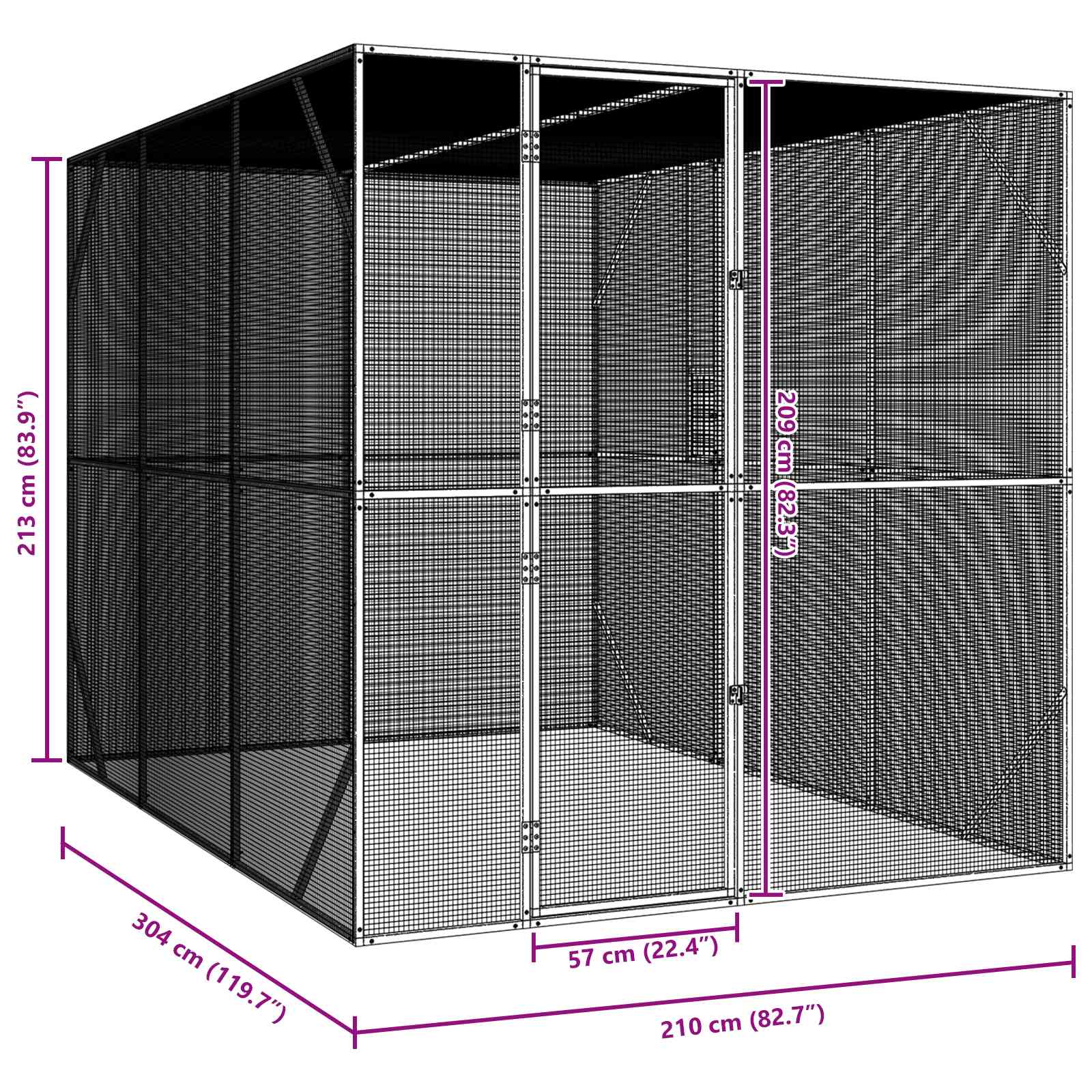 Gabbia per uccelli Antracite 210 x 304 x 213 cm Acciaio zincato 3325161