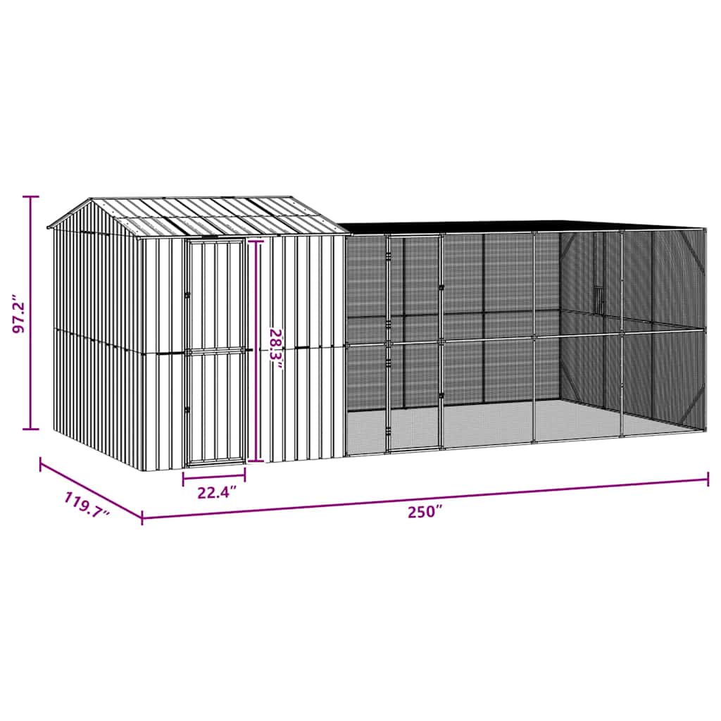 Gabbia per uccelli Antracite 635 x 304 x 247 cm Acciaio zincato 3325166