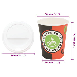 vidaXL Tazze da Caffè in Carta con Coperchi 1000 pz 8oz 240 ml