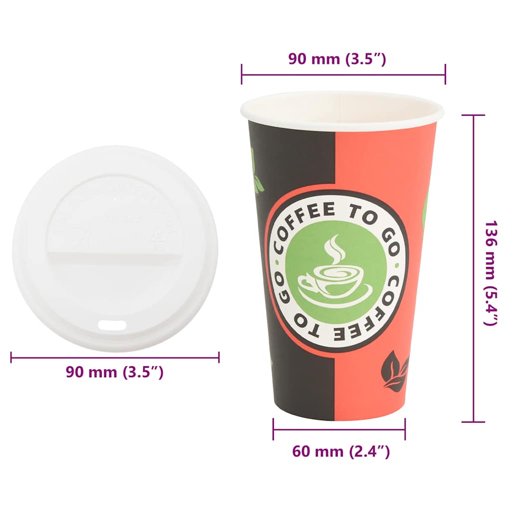 Tazze da Caffè in Carta con Coperchi 1000 pz 16oz 400 ml