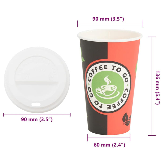 Tazze da Caffè in Carta con Coperchi 1000 pz 16oz 400 ml