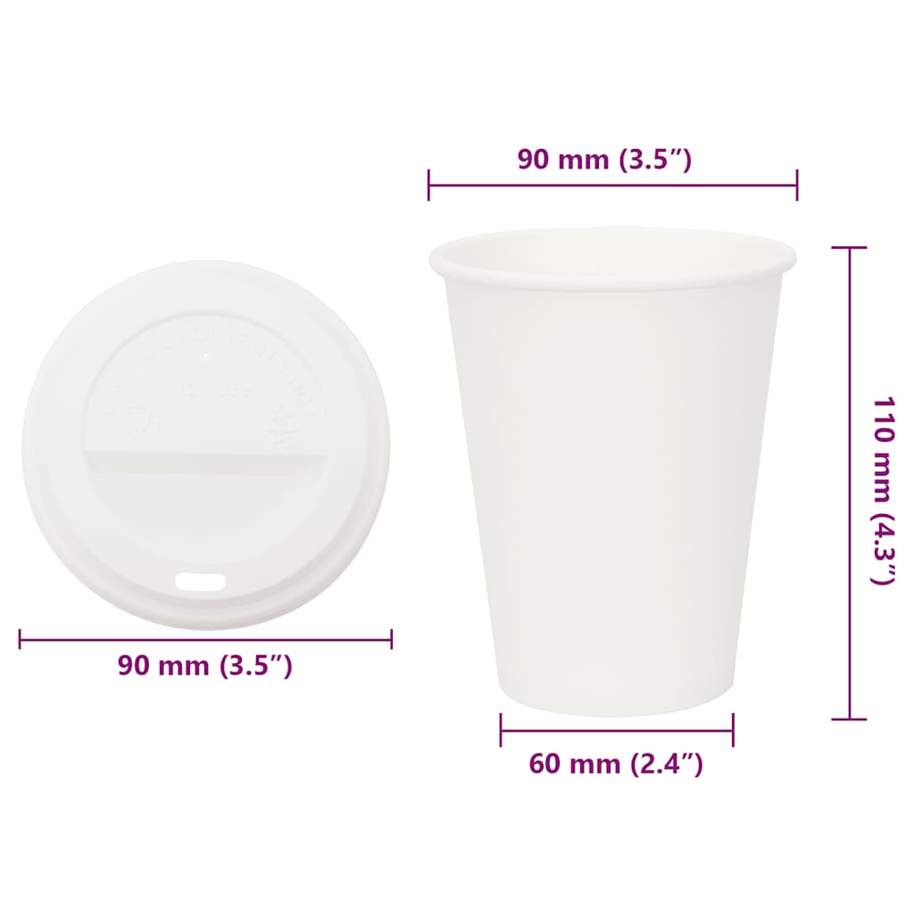 Tazze da Caffè in Carta con Coperchi 1000 pz 12oz 300 ml 3325217