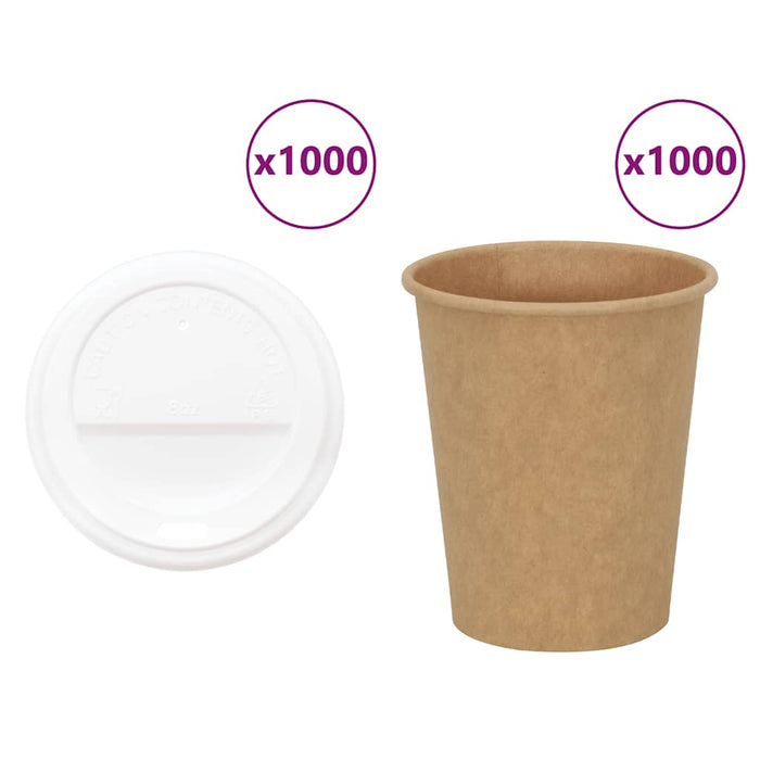 Tazze da CaffÃ¨ in Carta con Coperchi 1000 pz 8oz 200 ml