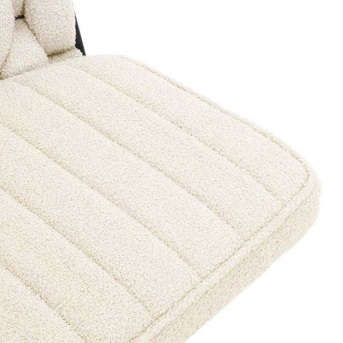 Sedia da Ufficio Girevole in Tessuto Riccio Crema Effetto Lana