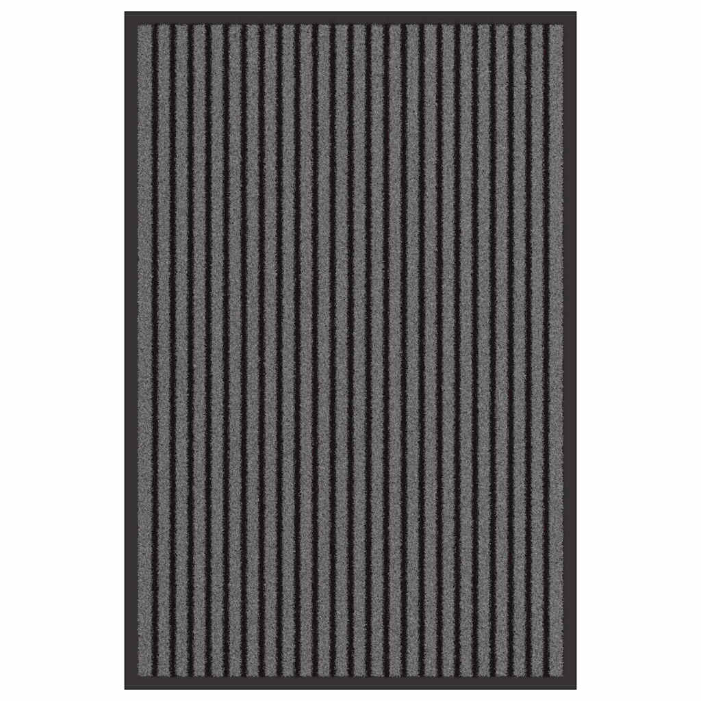 vidaXL Tappetino Striped Nero e Grigio 60 x 90 cm Polipropilene, PVC
