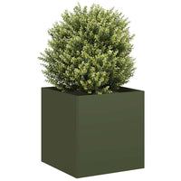 Fioriera-Vaso-Contenitore per Piante Verde Oliva 40x40x40 cm in Acciaio Laminato a Freddo