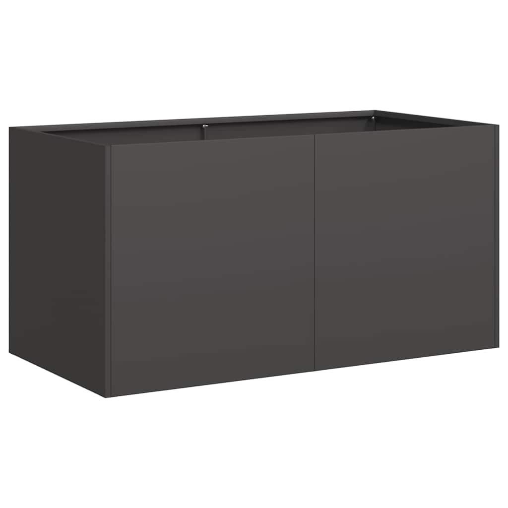 Fioriera-Vaso da Esterno-Contenitore per Piante Nera 80x40x40 cm in Acciaio Laminato a Freddo