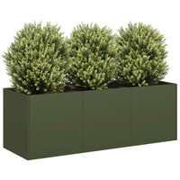 Fioriera-Vaso-Contenitore per Piante Verde Oliva 120x40x40 cm in Acciaio Laminato a Freddo
