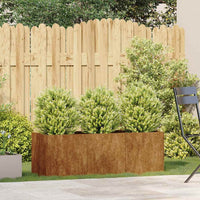 Fioriera-Vaso-Contenitore per Piante Arrugginita 120x40x40 cm in Acciaio Corten