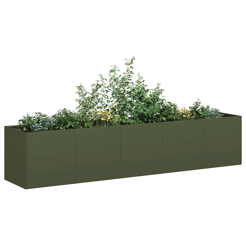 vidaXL Fioriera Verde Oliva 200x40x40 cm in Acciaio Laminato a Freddo