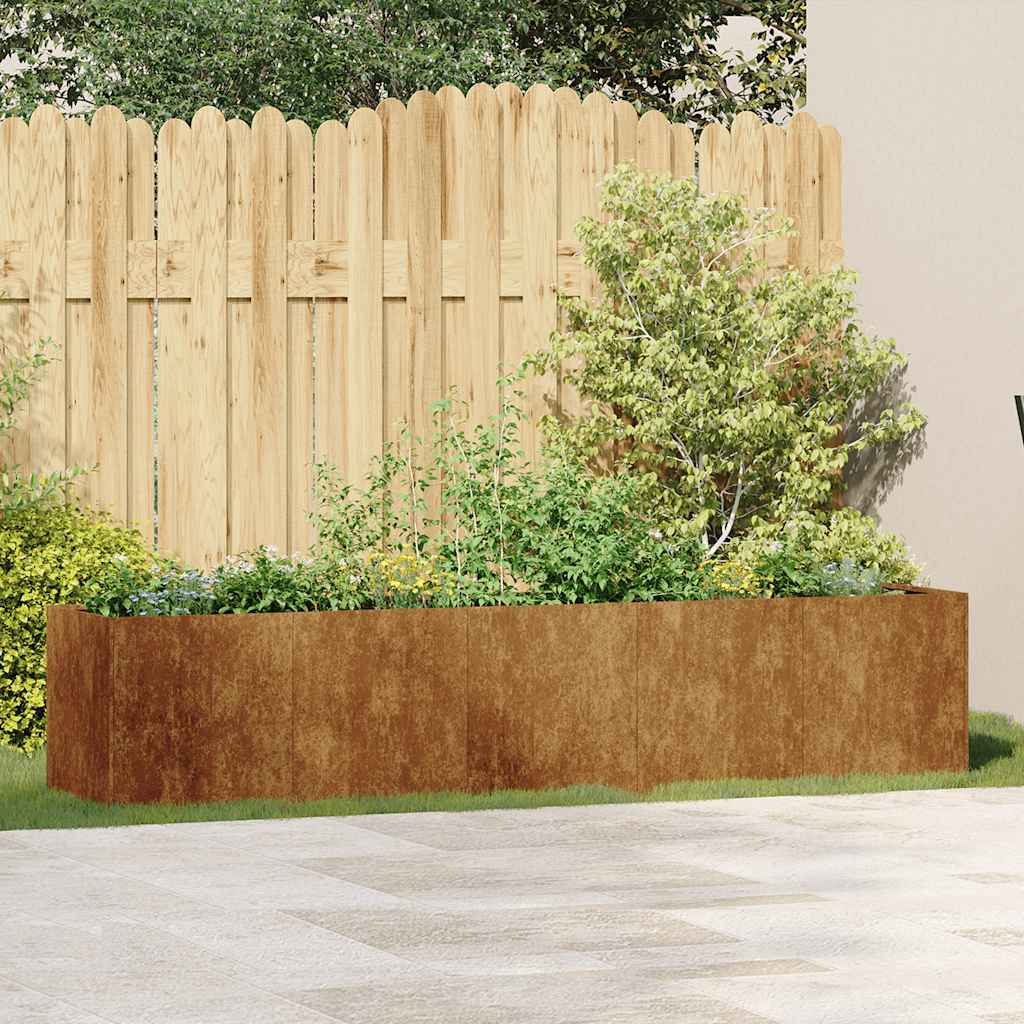 Fioriera Arrugginita 200x40x40 cm in Acciaio Corten 860688