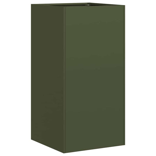 Fioriera-Vaso-Contenitore per Piante Verde Oliva 40x40x80 cm in Acciaio Laminato a Freddo