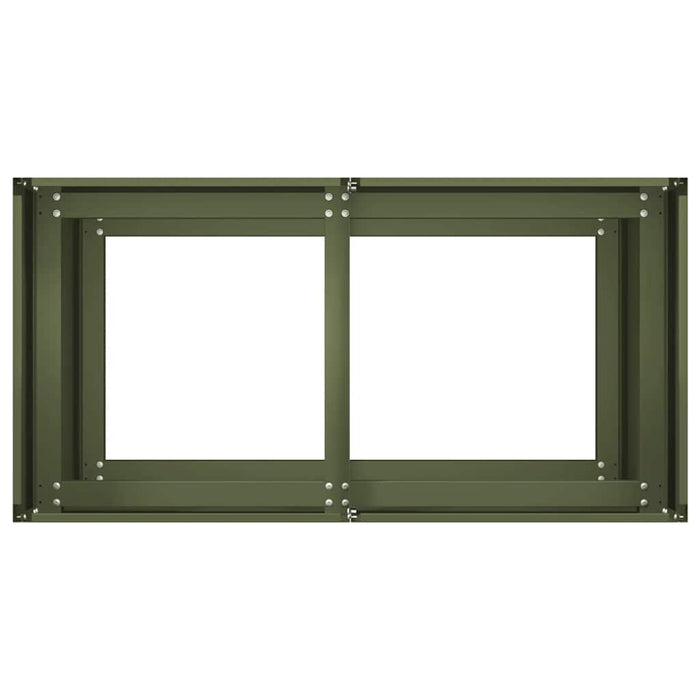 Fioriera-Vaso-Contenitore per Piante Verde Oliva 80x40x80 cm in Acciaio Laminato a Freddo