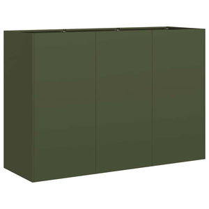 Fioriera-Vaso-Contenitore per Piante Verde Oliva 120x40x80 cm in Acciaio Laminato a Freddo
