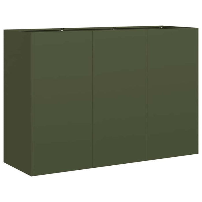 Fioriera-Vaso-Contenitore per Piante Verde Oliva 120x40x80 cm in Acciaio Laminato a Freddo