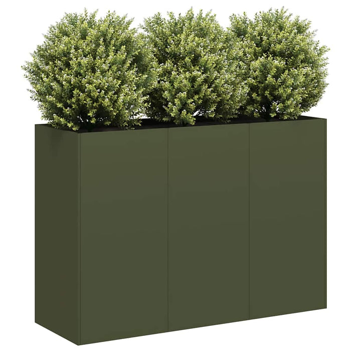 Fioriera-Vaso-Contenitore per Piante Verde Oliva 120x40x80 cm in Acciaio Laminato a Freddo