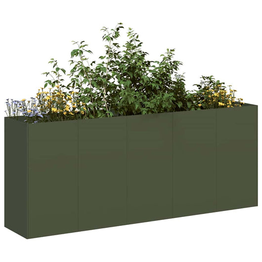 vidaXL Fioriera Verde Oliva 200x40x80 cm in Acciaio Laminato a Freddo