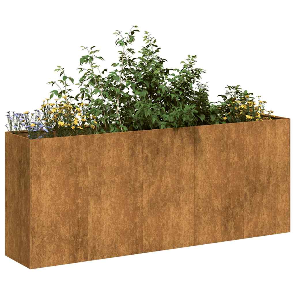 Fioriera-Vaso-Contenitore per Piante Arrugginita 200x40x80 cm in Acciaio Corten