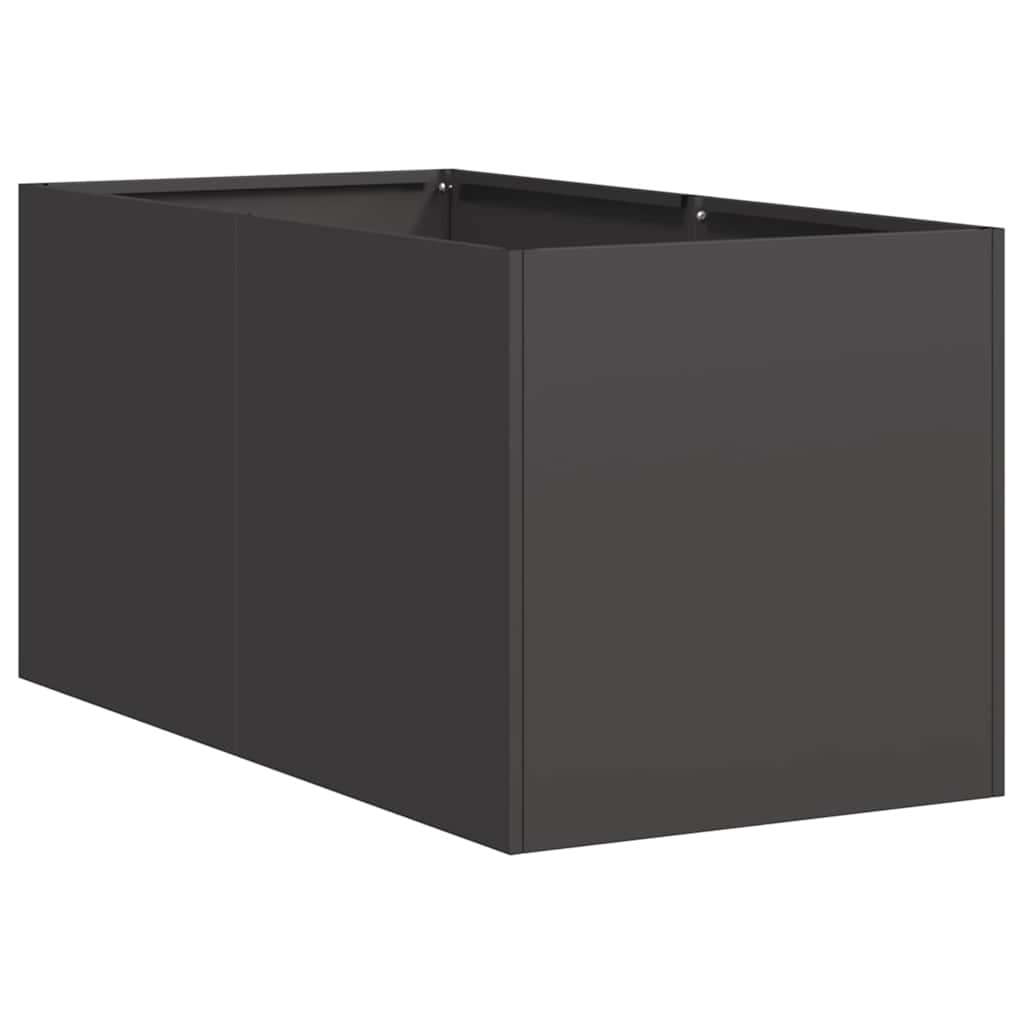 Fioriera-Vaso da Esterno-Contenitore per Piante Nera 40x80x40 cm in Acciaio Laminato a Freddo
