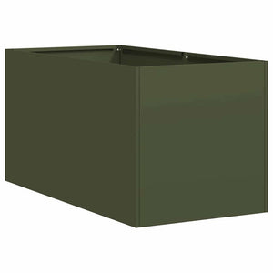 Fioriera-Vaso-Contenitore per Piante Verde Oliva 40x80x40 cm in Acciaio Laminato a Freddo