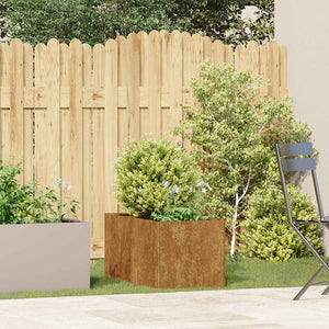 Fioriera-Vaso-Contenitore per Piante Arrugginita 40x80x40 cm in Acciaio Corten