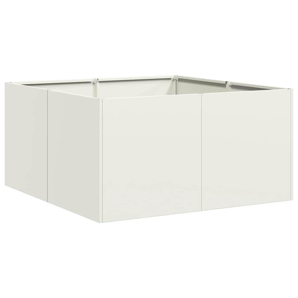 Fioriera-Vaso-Contenitore per Piante Bianca 80x80x40 cm in Acciaio Laminato a Freddo