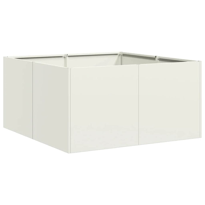 Fioriera-Vaso-Contenitore per Piante Bianca 80x80x40 cm in Acciaio Laminato a Freddo