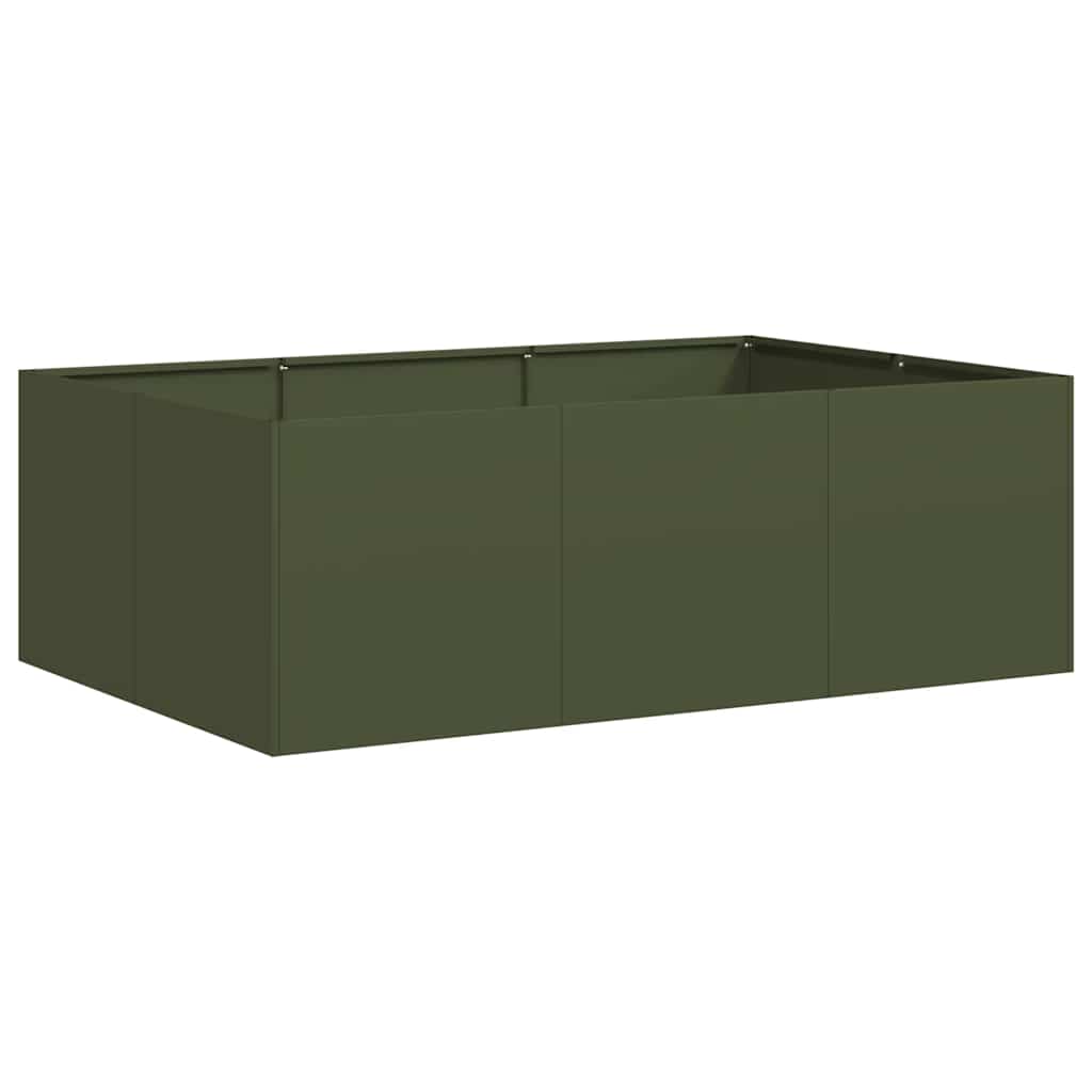 Fioriera-Vaso-Contenitore per Piante Verde Oliva 120x80x40 cm in Acciaio