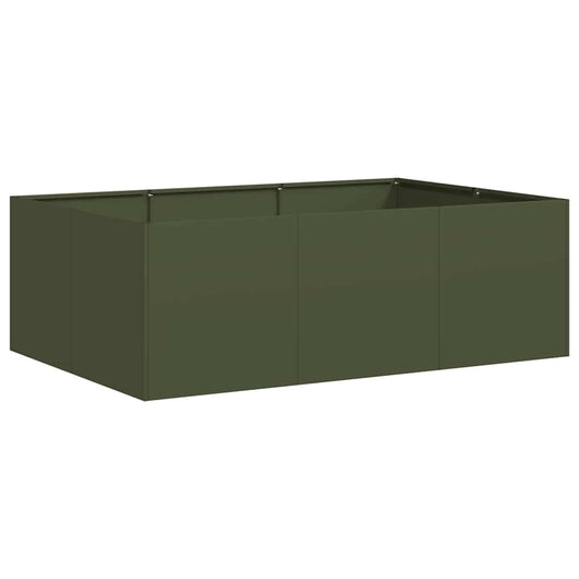 Fioriera-Vaso-Contenitore per Piante Verde Oliva 120x80x40 cm in Acciaio
