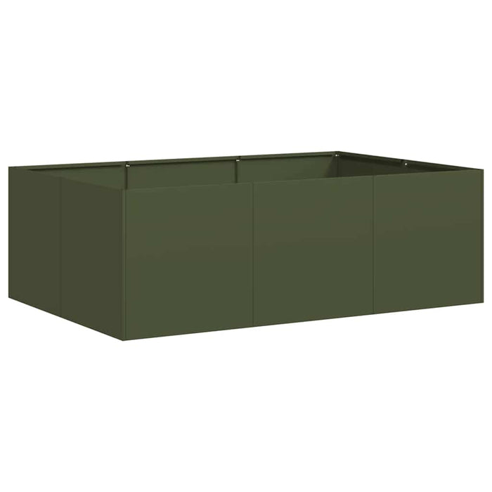 Fioriera-Vaso-Contenitore per Piante Verde Oliva 120x80x40 cm in Acciaio