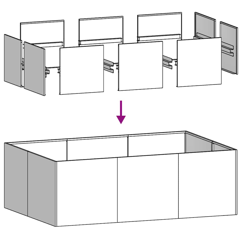 Fioriera-Vaso-Contenitore per Piante 120x80x40 cm in Acciaio Zincato