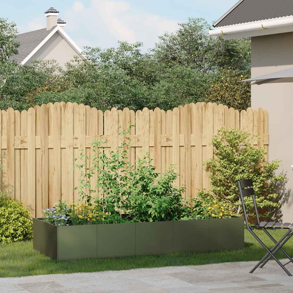 vidaXL Fioriera Verde Oliva 200x80x40 cm in Acciaio