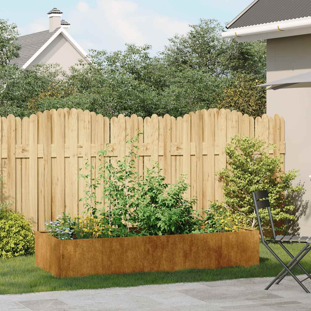 Fioriera-Vaso-Contenitore per Piante Arrugginita 200x80x40 cm in Acciaio Corten