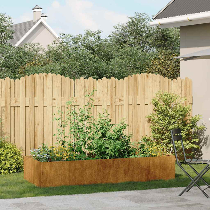 Fioriera-Vaso-Contenitore per Piante Arrugginita 200x80x40 cm in Acciaio Corten