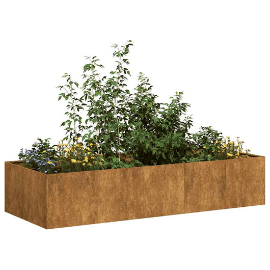 Fioriera-Vaso-Contenitore per Piante Arrugginita 200x80x40 cm in Acciaio Corten