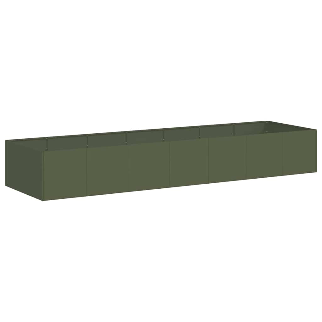 Fioriera-Vaso-Contenitore per Piante Verde Oliva 280x80x40 cm in Acciaio