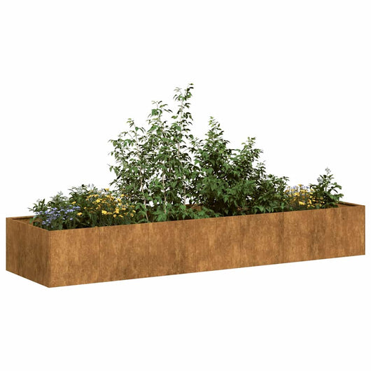 Fioriera-Vaso-Contenitore per Piante Arrugginita 280x80x40 cm in Acciaio Corten