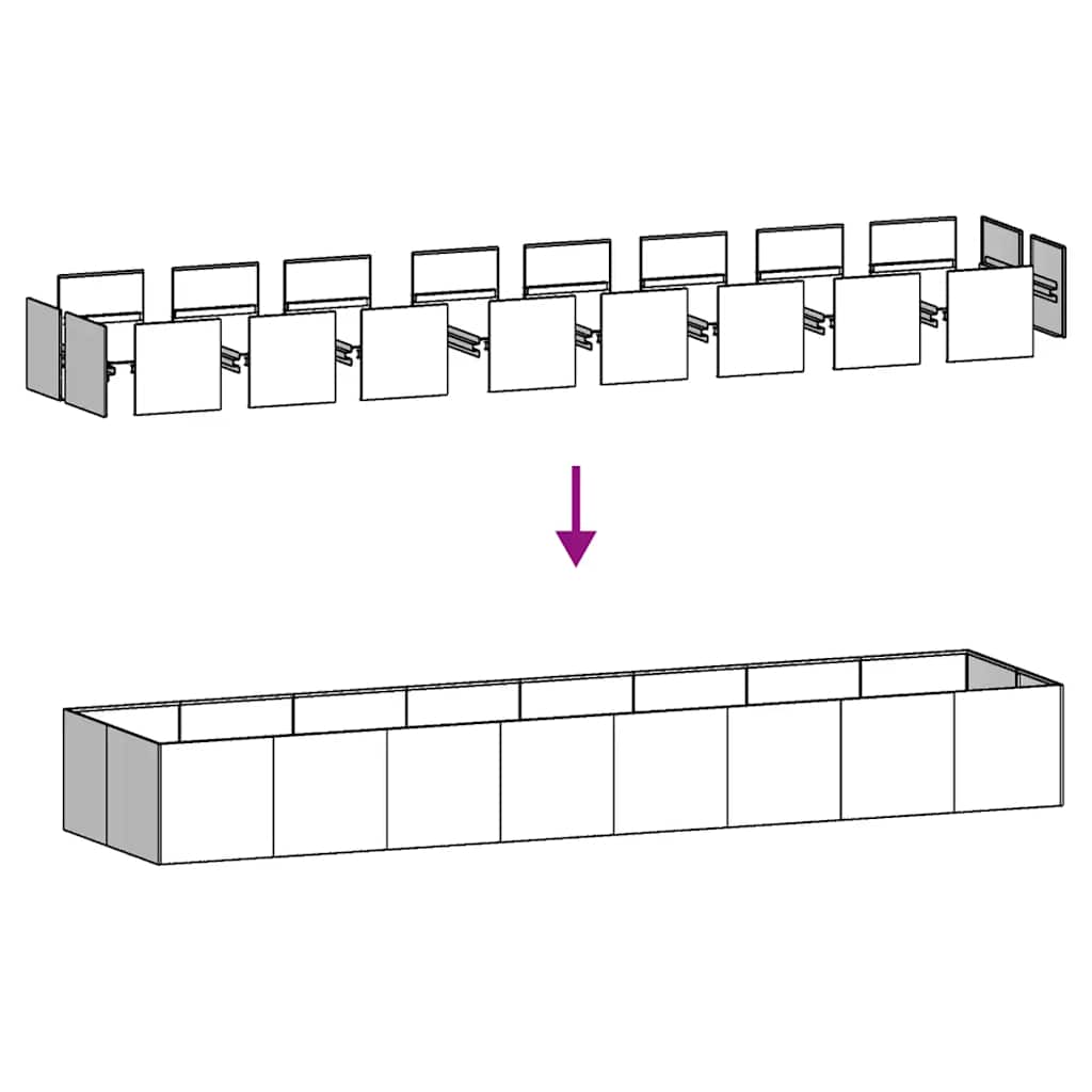 Fioriera-Vaso-Contenitore per Piante 360x80x40 cm in Acciaio Zincato