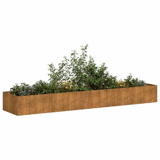 Fioriera-Vaso-Contenitore per Piante Arrugginita 360x80x40 cm in Acciaio Corten