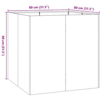 Fioriera-Vaso-Contenitore per Piante Verde Oliva 80x80x80 cm in Acciaio