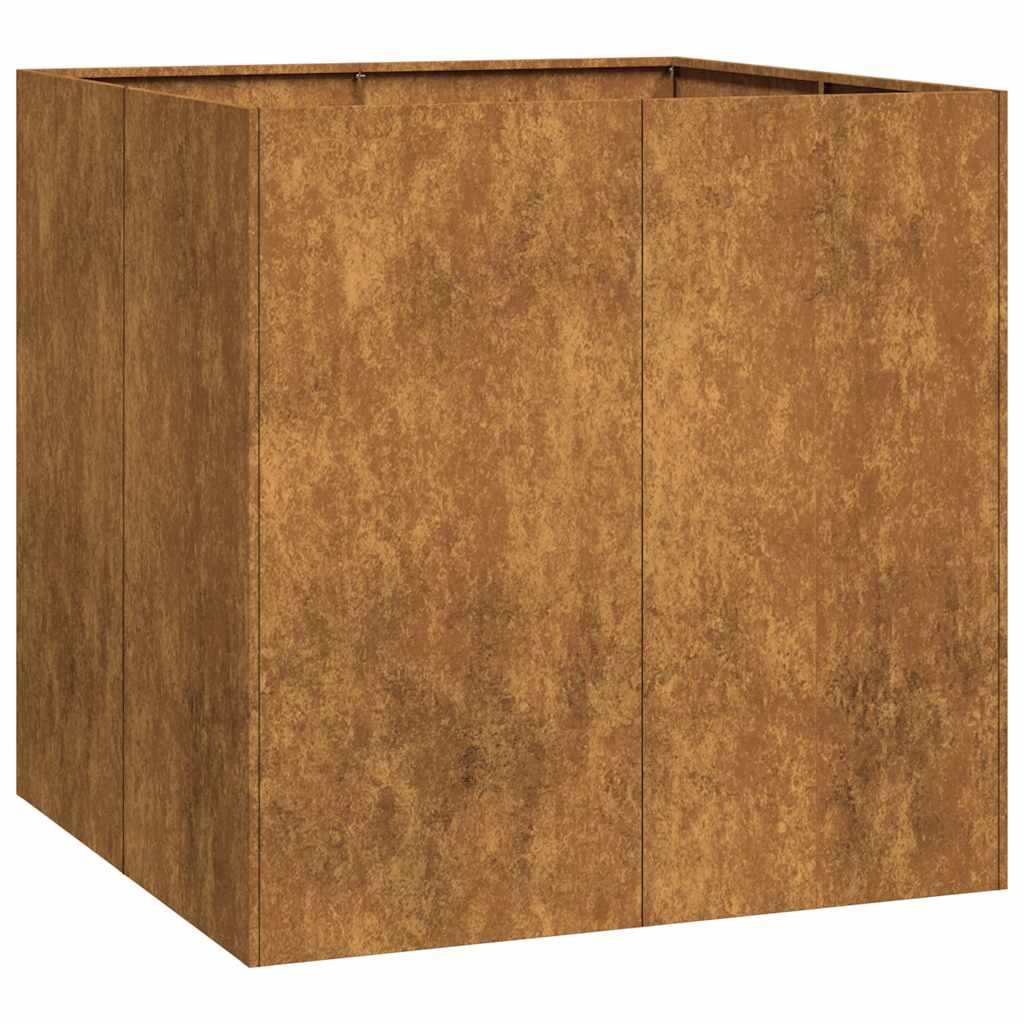 Fioriera-Vaso-Contenitore per Piante Arrugginita 80x80x80 cm in Acciaio Corten