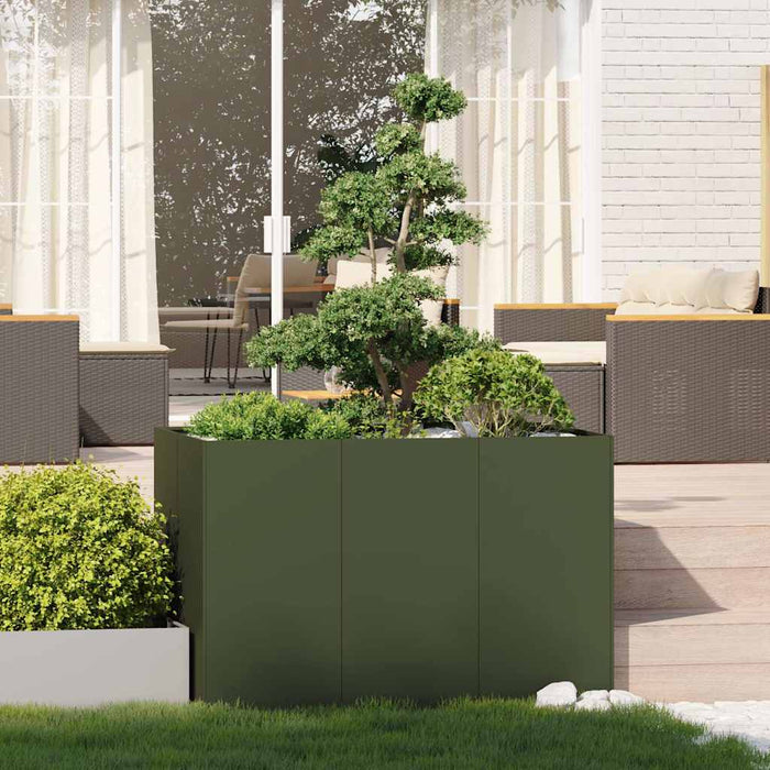 vidaXL Fioriera Verde Oliva 120x80x80 cm in Acciaio