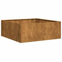 Fioriera-Vaso-Contenitore per Piante Arrugginita 80x80x30 cm in Acciaio Corten