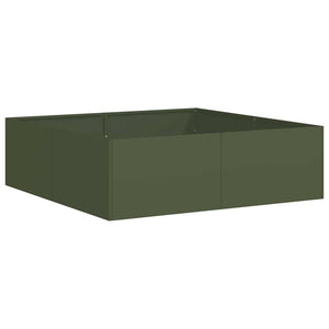 vidaXL Fioriera Verde Oliva 100x100x30 cm in Acciaio
