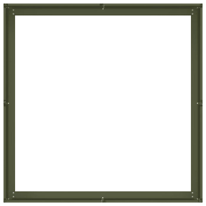 Fioriera-Vaso-Contenitore per Piante Verde Oliva 100x100x30 cm in Acciaio