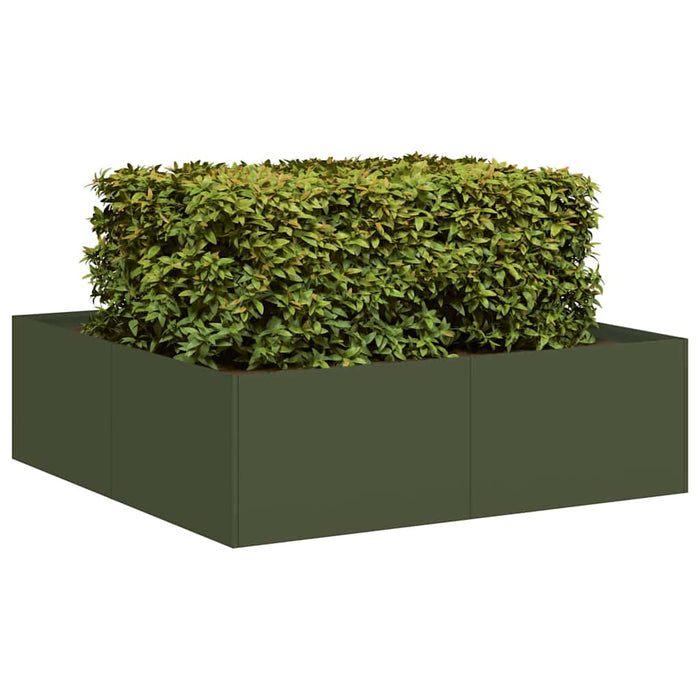 vidaXL Fioriera Verde Oliva 100x100x30 cm in Acciaio